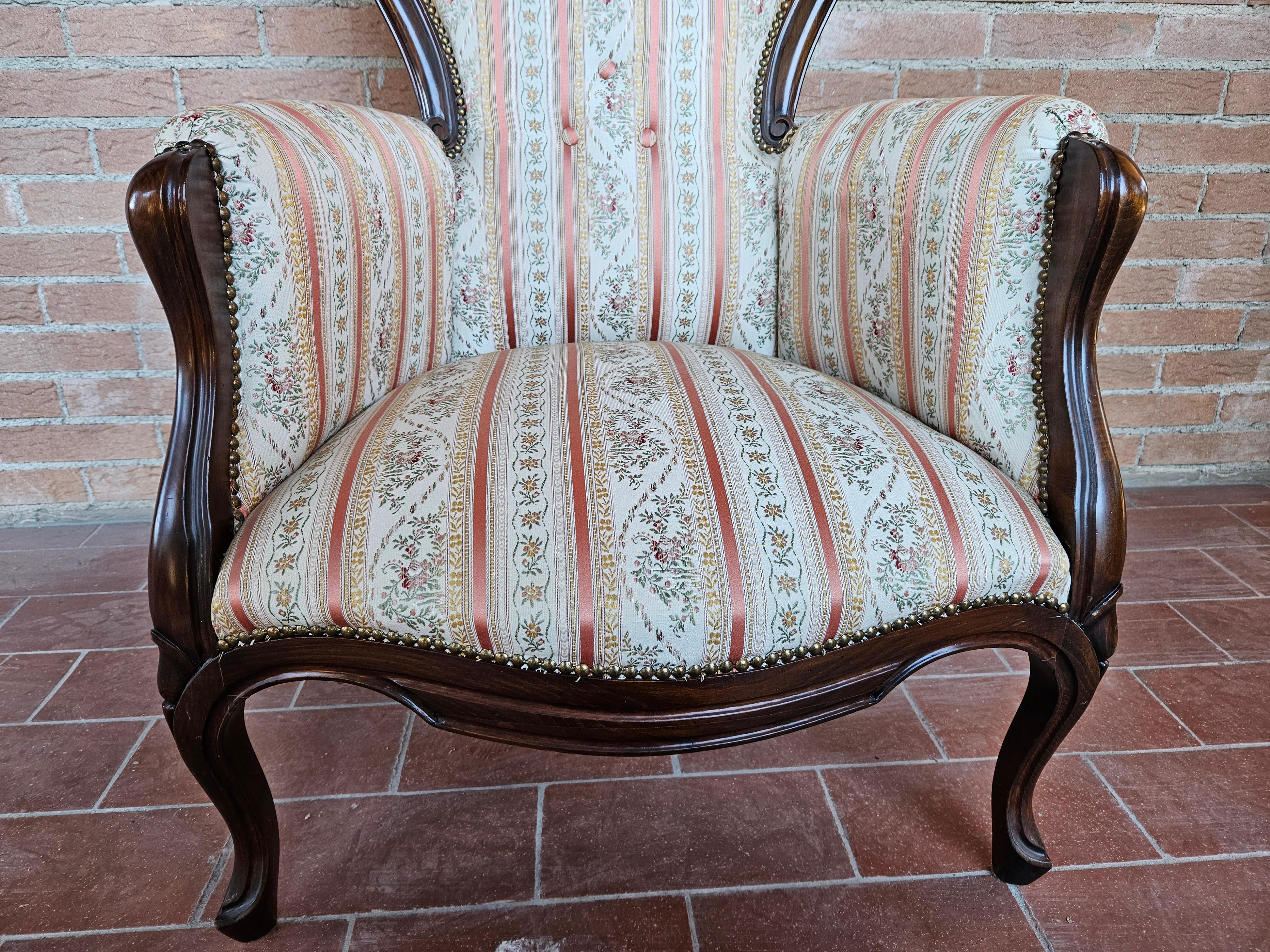Louis Philippe style upholstered armchair from 1980s For Sale 6
