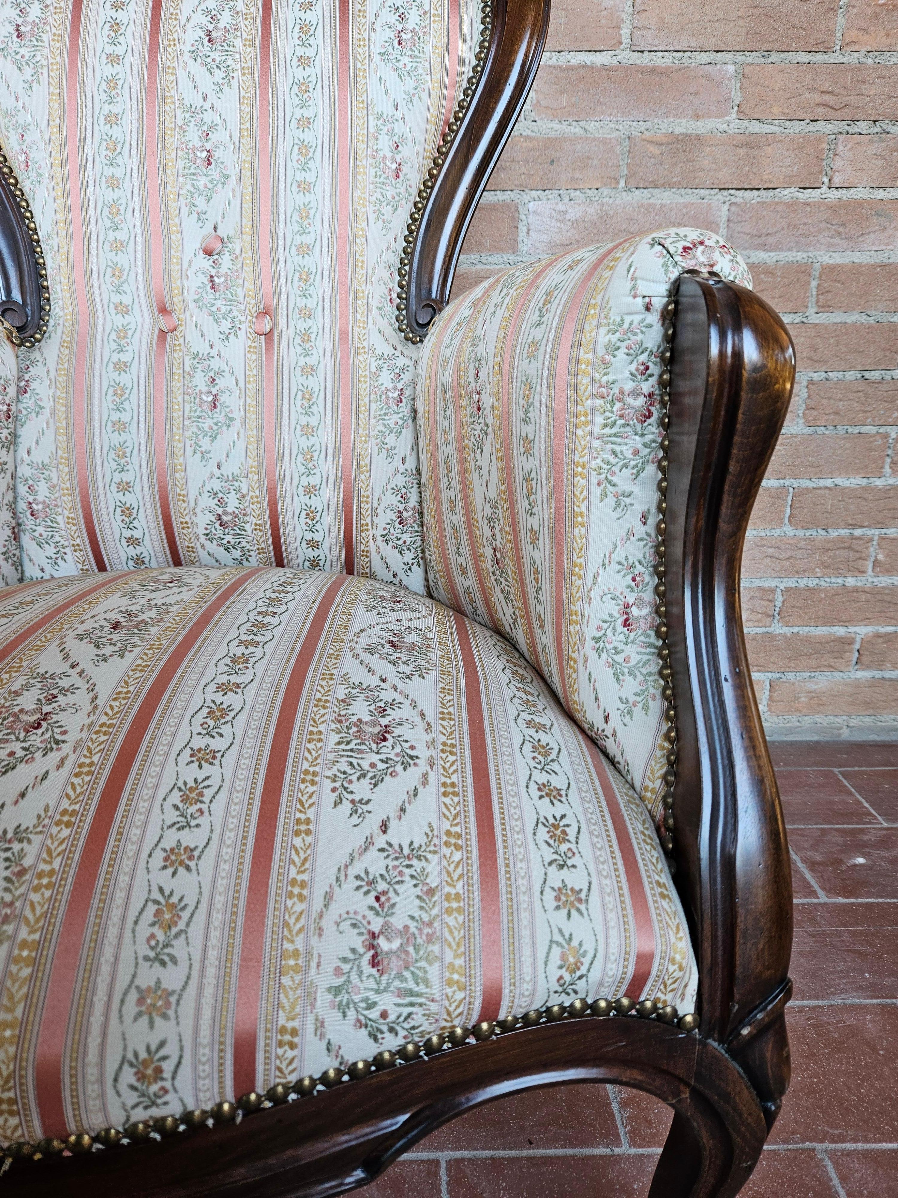 Louis Philippe style upholstered armchair from 1980s For Sale 7