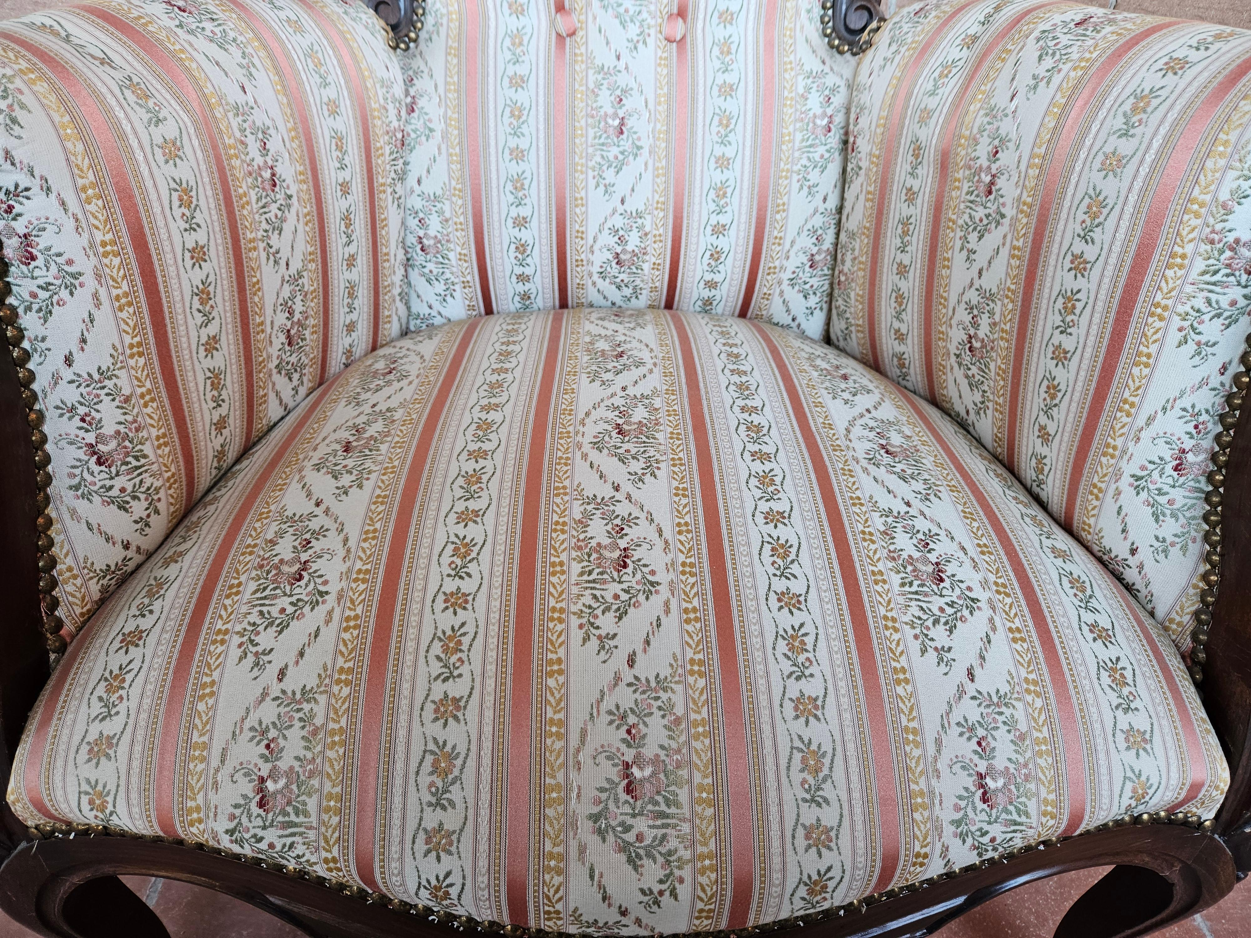 Louis Philippe style upholstered armchair from 1980s For Sale 10