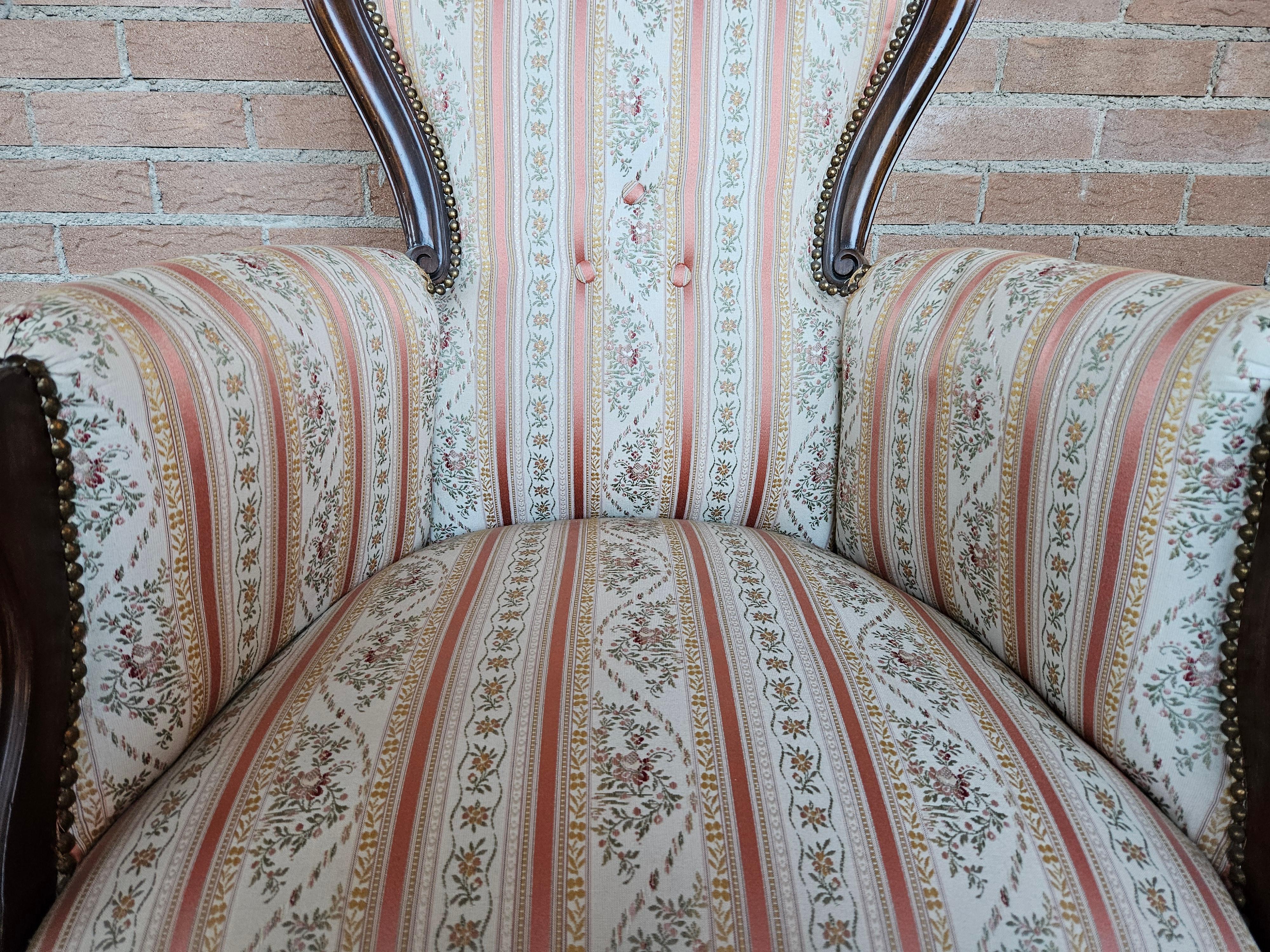 Louis Philippe style upholstered armchair from 1980s For Sale 11