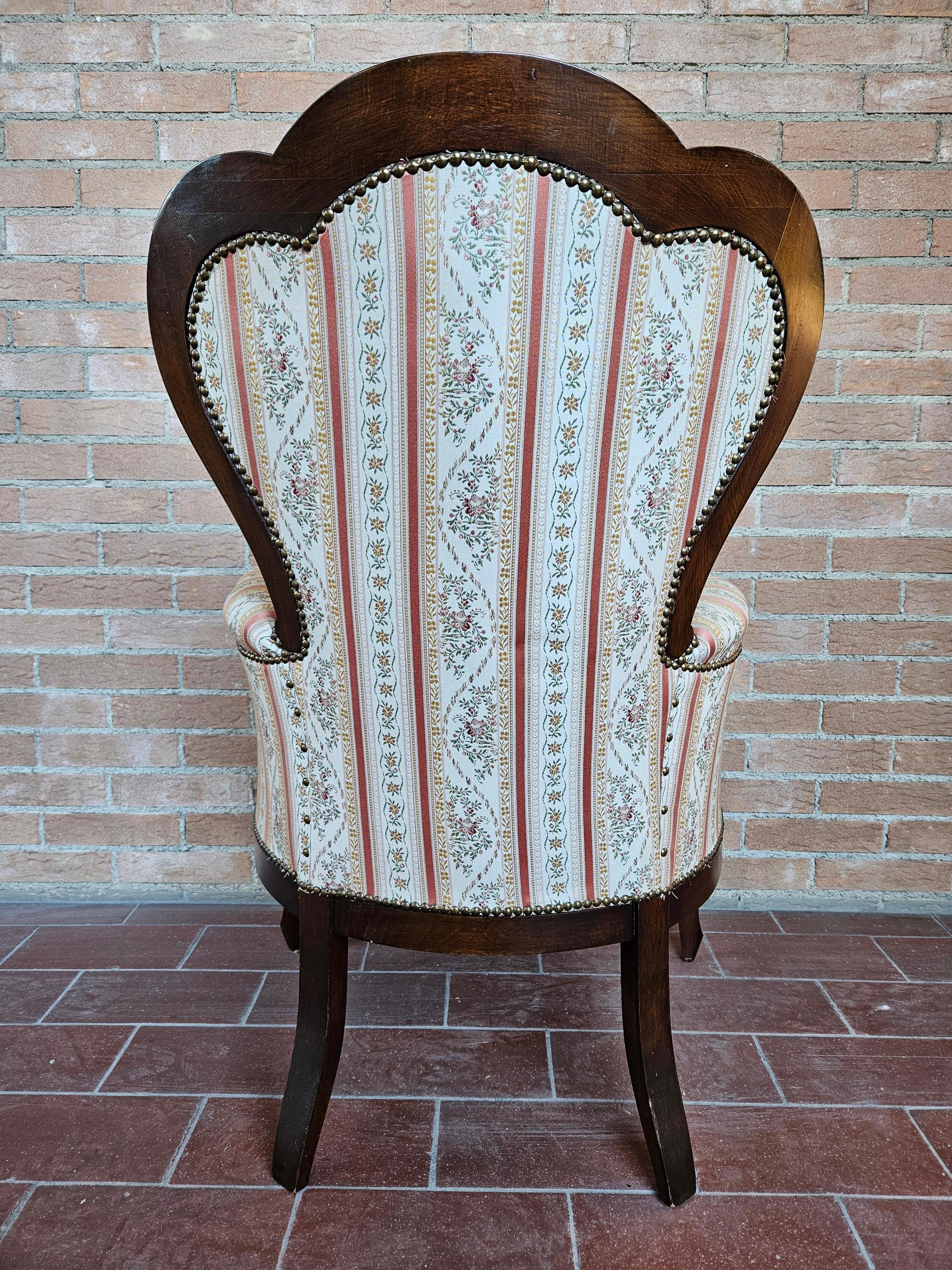 Louis Philippe style upholstered armchair from 1980s In Good Condition For Sale In Premariacco, IT