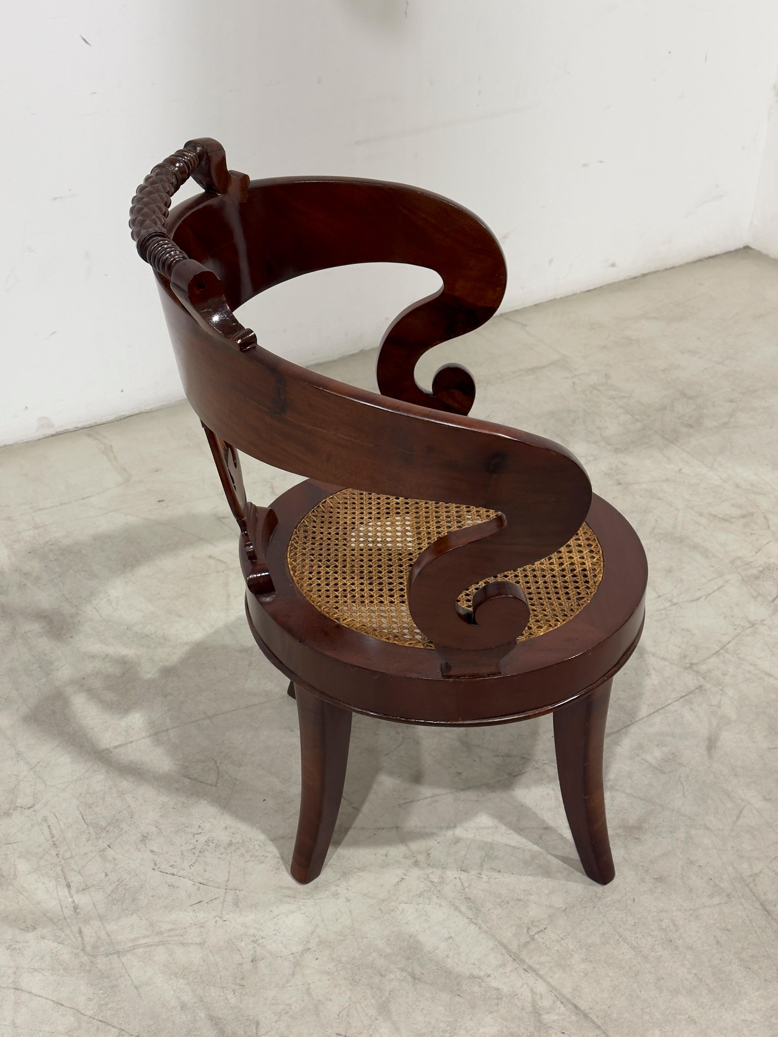 Straw Empire armchair, French manufacture For Sale