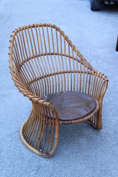 Curved Bamboo Armchair Frigerio 1950s Italian Design