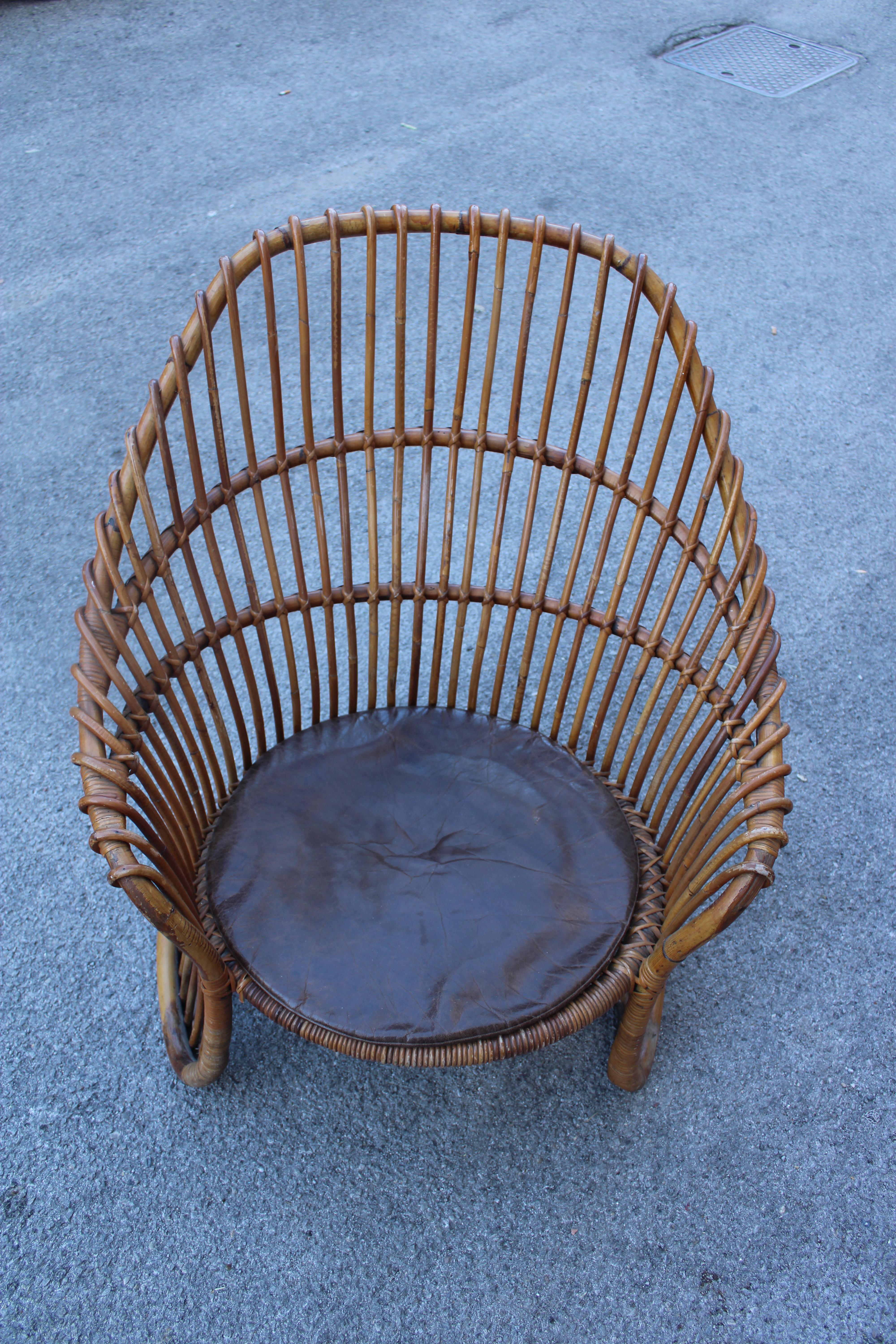 Mid-Century moderno Poltrona in Bambù curvato Frigerio 1950 Design Italiano in vendita