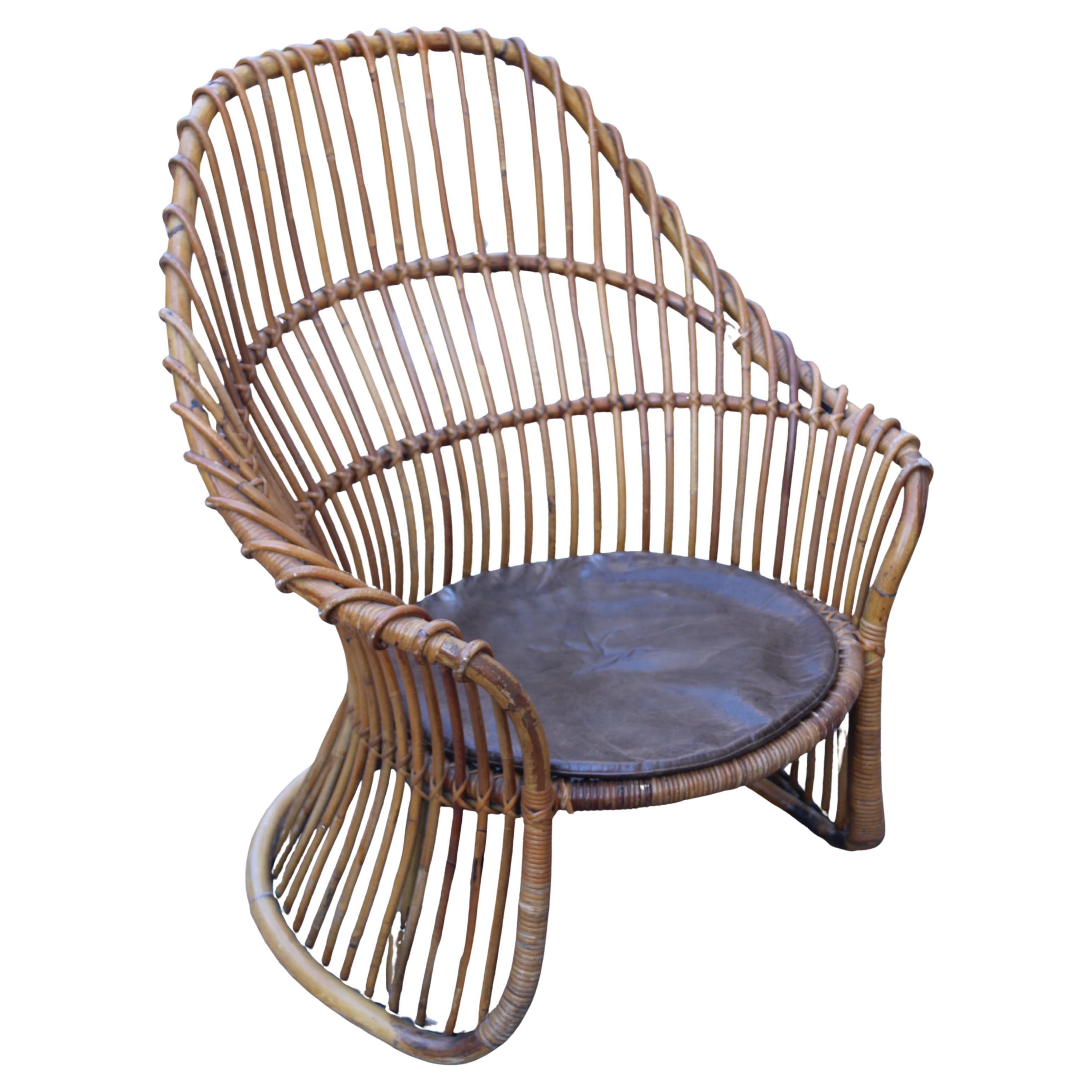 Curved Bamboo Armchair Frigerio 1950s Italian Design