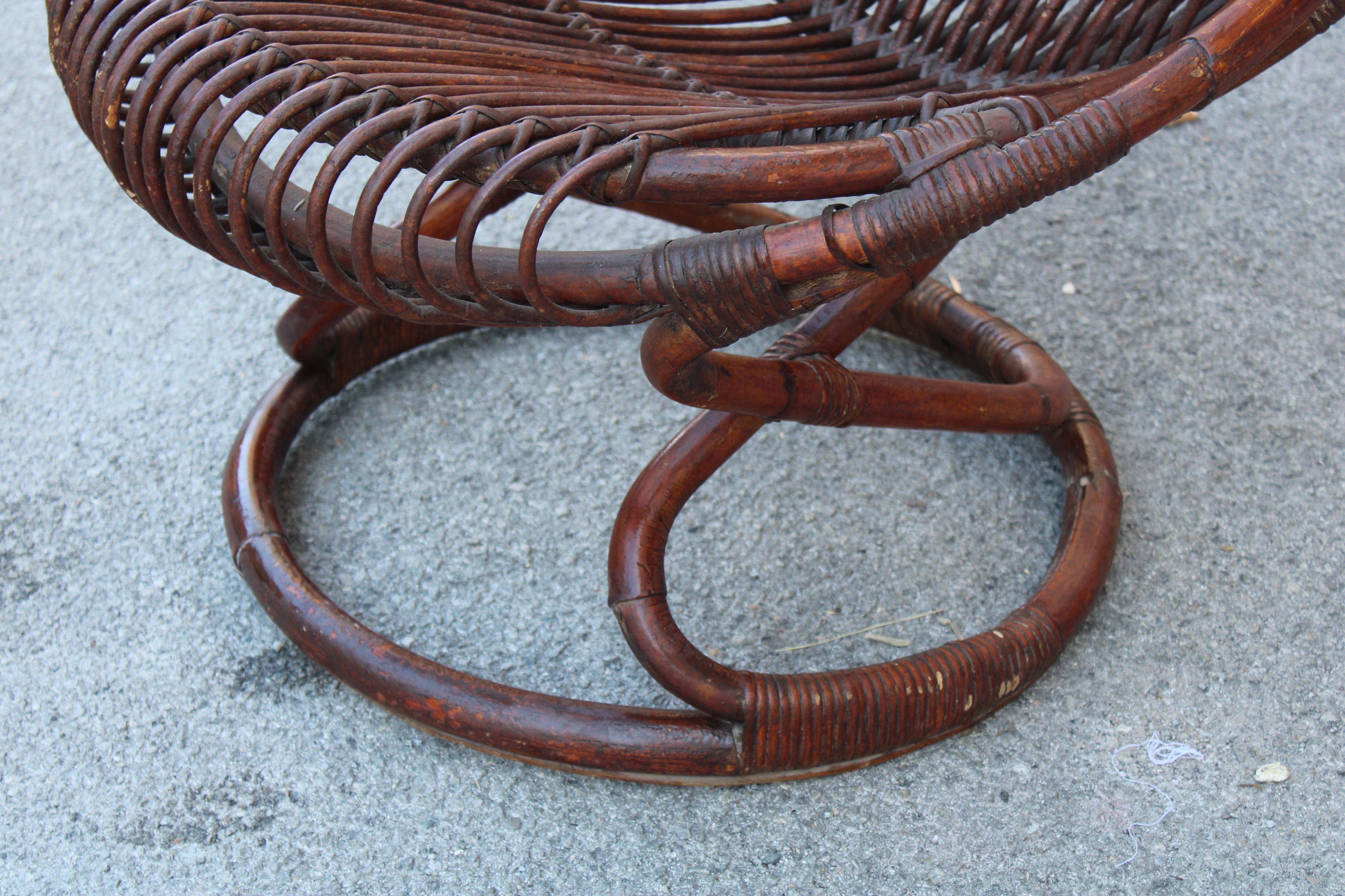 Sillón de bambú curvado  Tito Agnoli Años 50 Italia Mediados de siglo en venta 5