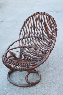 Bent Bamboo Armchair  Tito Agnoli 1950s Italy Mid-century