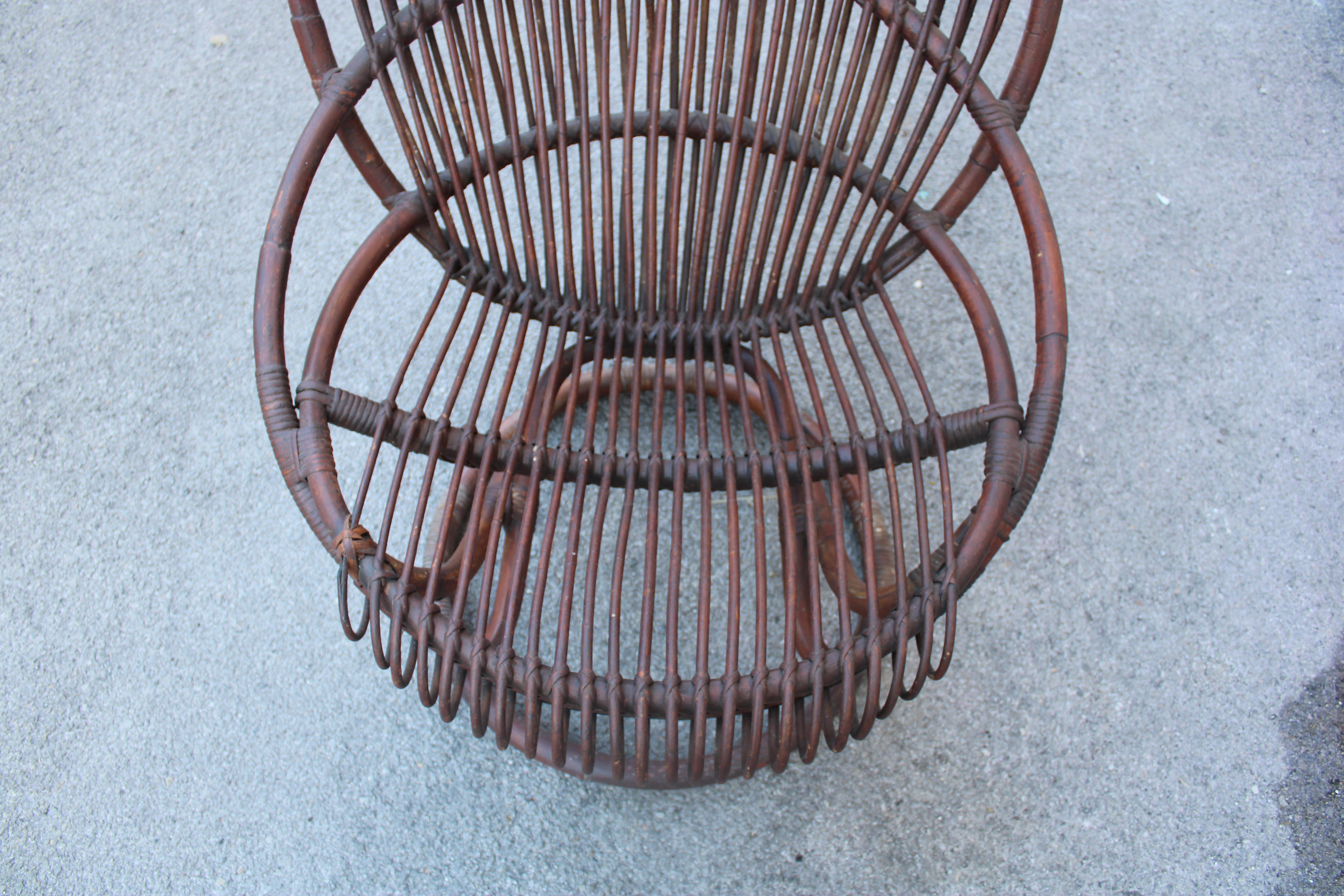 Sillón de bambú curvado  Tito Agnoli Años 50 Italia Mediados de siglo en Bueno estado para la venta en Palermo, Sicily