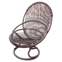 Bent Bamboo Armchair  Tito Agnoli 1950s Italy Mid-century