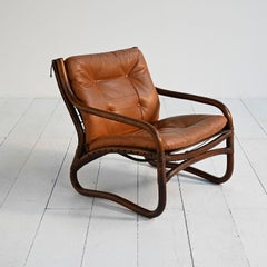1970s bamboo and leather armchair