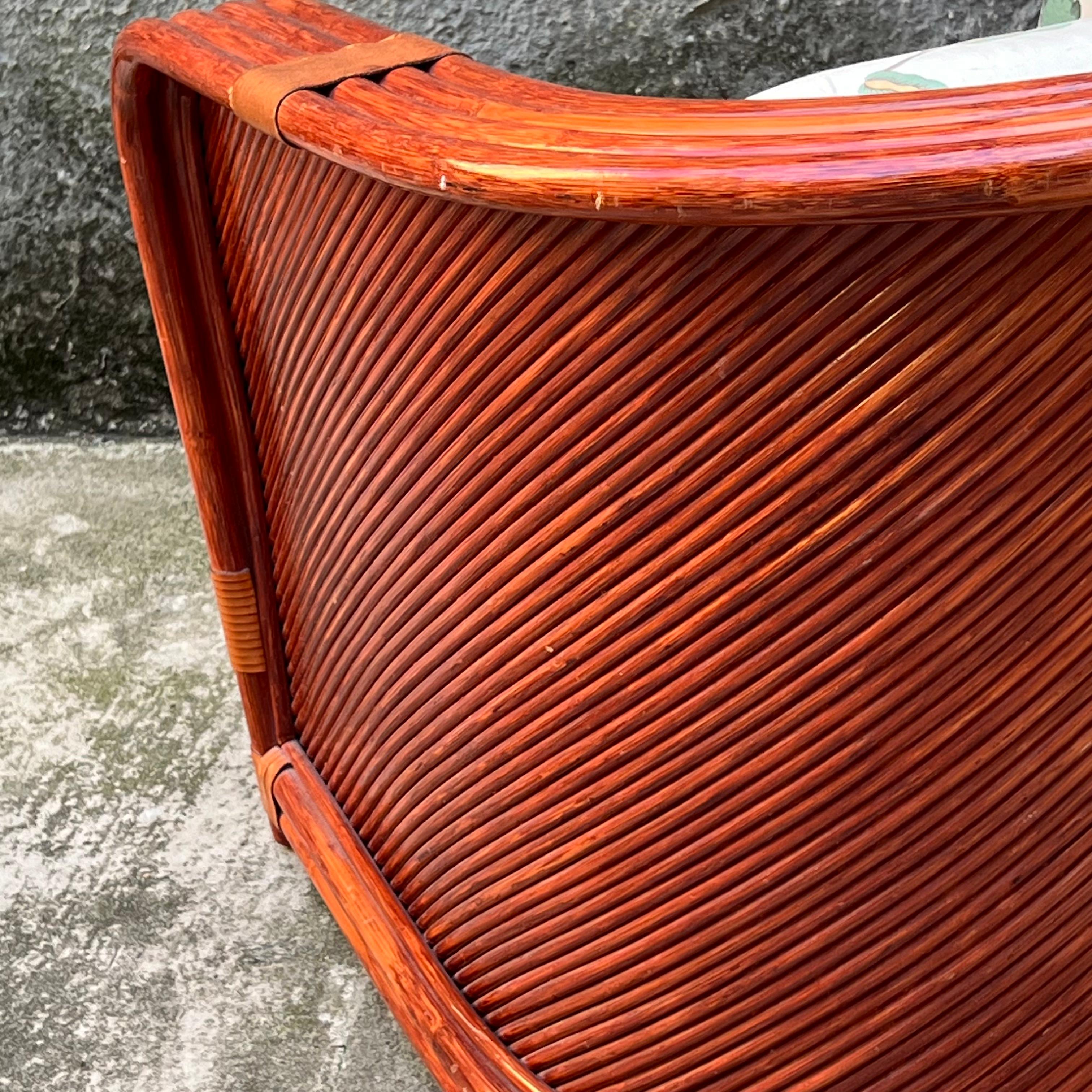 Bamboo and Rattan Armchair by Maugrion for Roche Bobois - France - 1980s For Sale 5