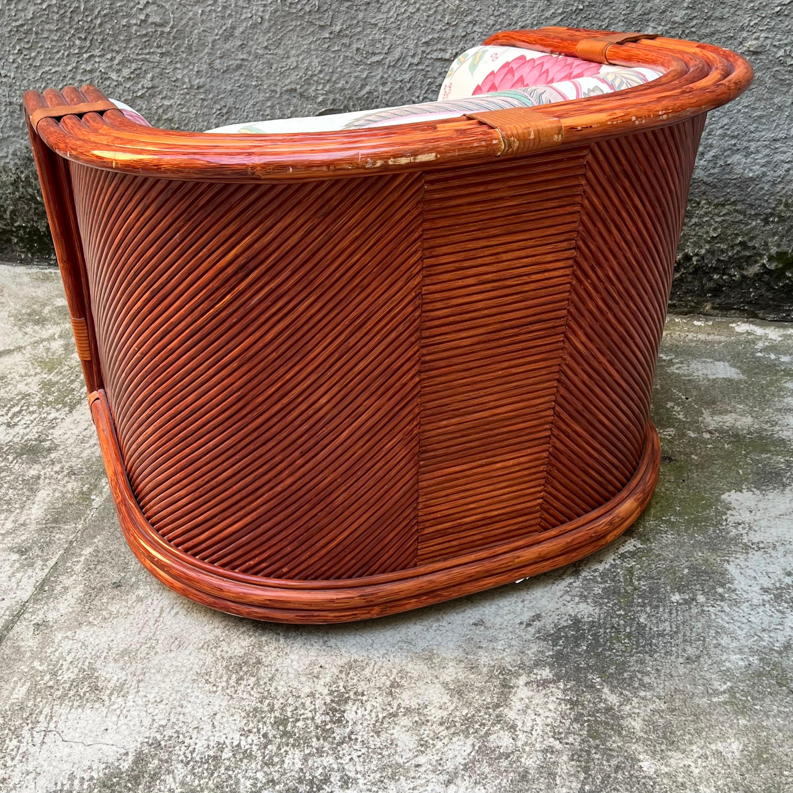 Bamboo and Rattan Armchair by Maugrion for Roche Bobois - France - 1980s For Sale 6