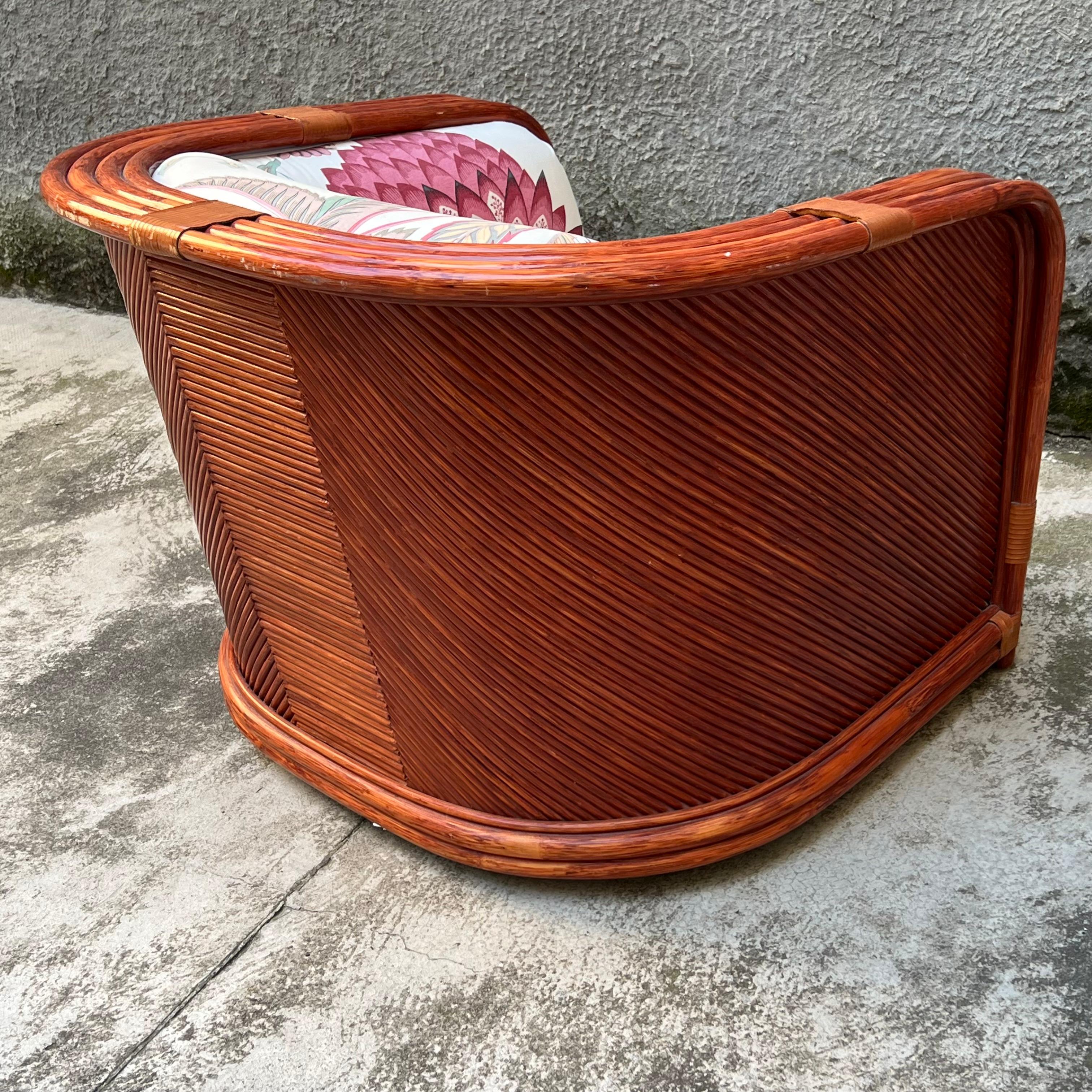 Bamboo and Rattan Armchair by Maugrion for Roche Bobois - France - 1980s For Sale 8