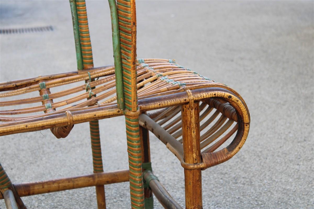 Poltrona in Bambù Italiana 1920 verde e marrone Art Nouveau For Sale 5