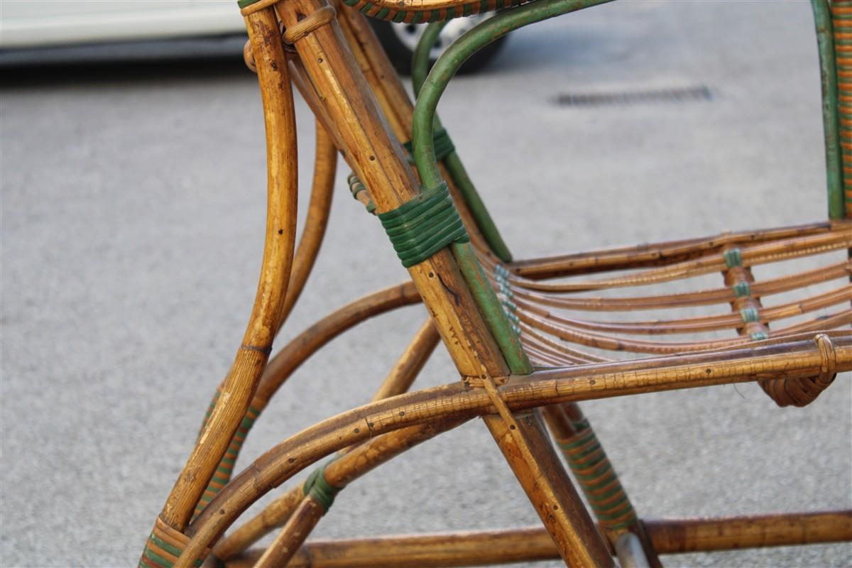Poltrona in Bambù Italiana 1920 verde e marrone Art Nouveau For Sale 6