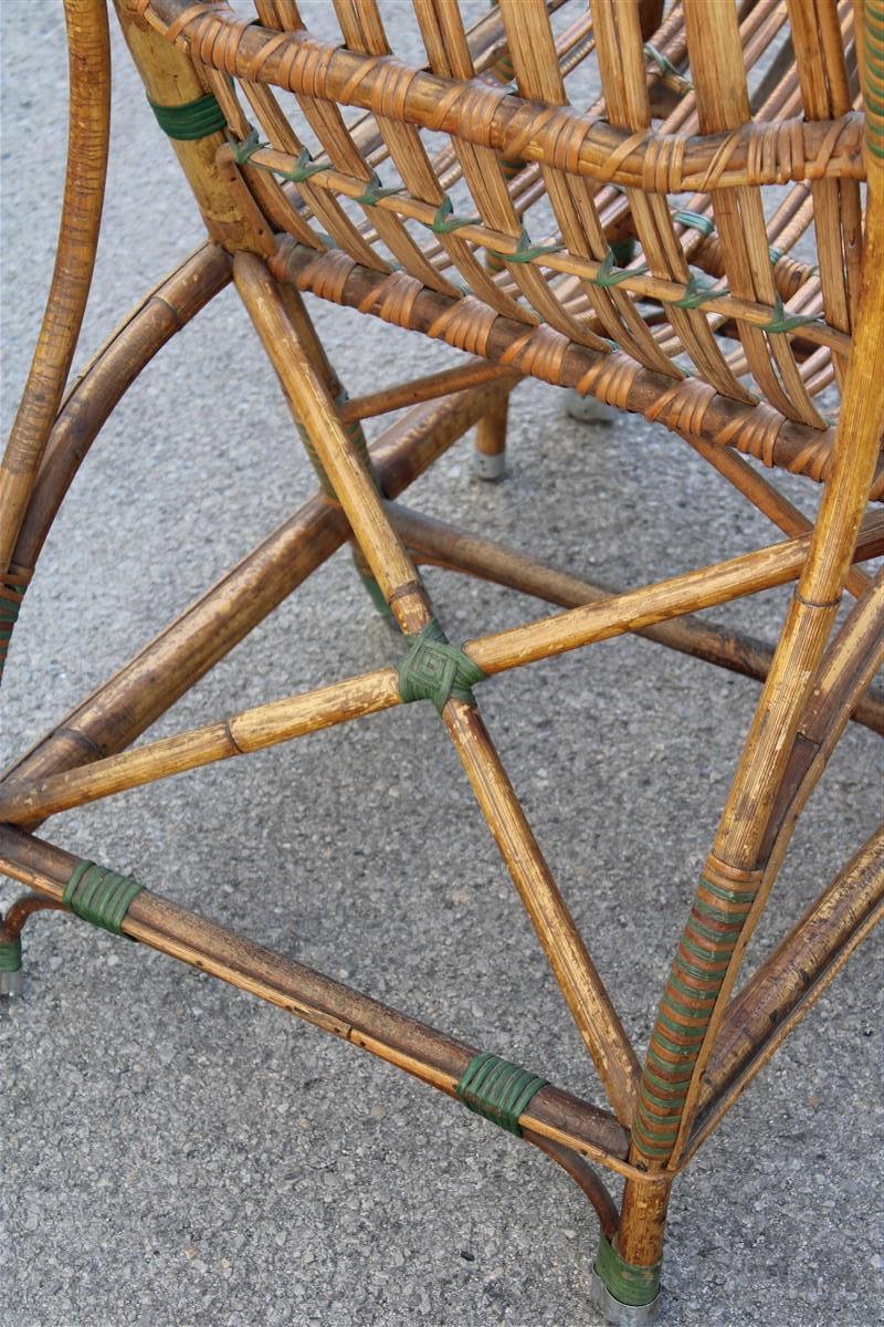 Poltrona in Bambù Italiana 1920 verde e marrone Art Nouveau For Sale 9