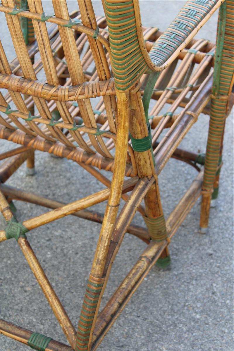 Poltrona in Bambù Italiana 1920 verde e marrone Art Nouveau For Sale 10