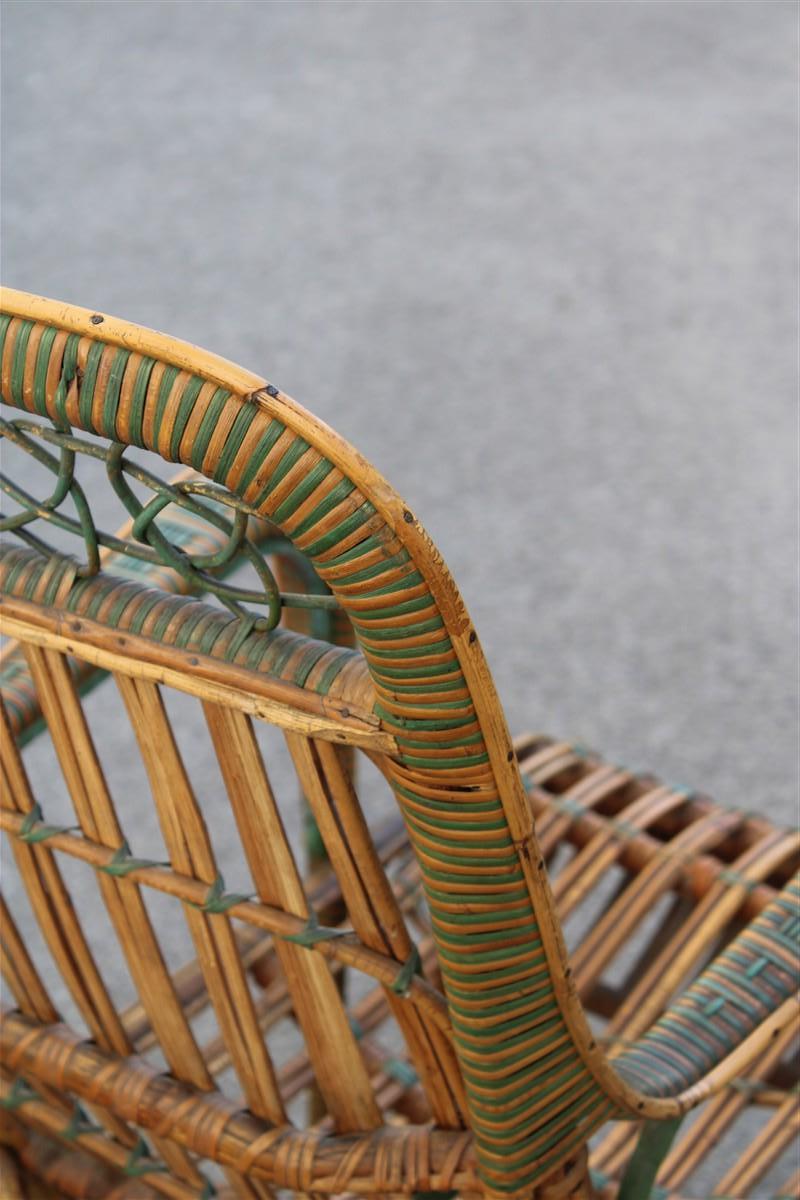 Poltrona in Bambù Italiana 1920 verde e marrone Art Nouveau For Sale 11
