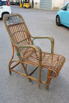 Poltrona in Bambù Italiana 1920 verde e marrone Art Nouveau