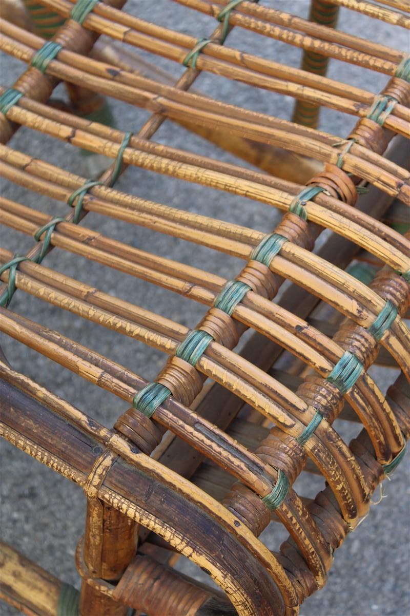 Mid-20th Century Poltrona in Bambù Italiana 1920 verde e marrone Art Nouveau For Sale