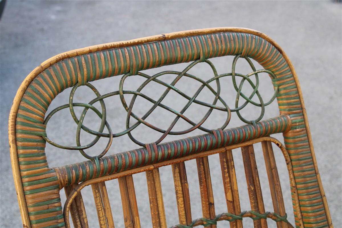 Bamboo Poltrona in Bambù Italiana 1920 verde e marrone Art Nouveau For Sale