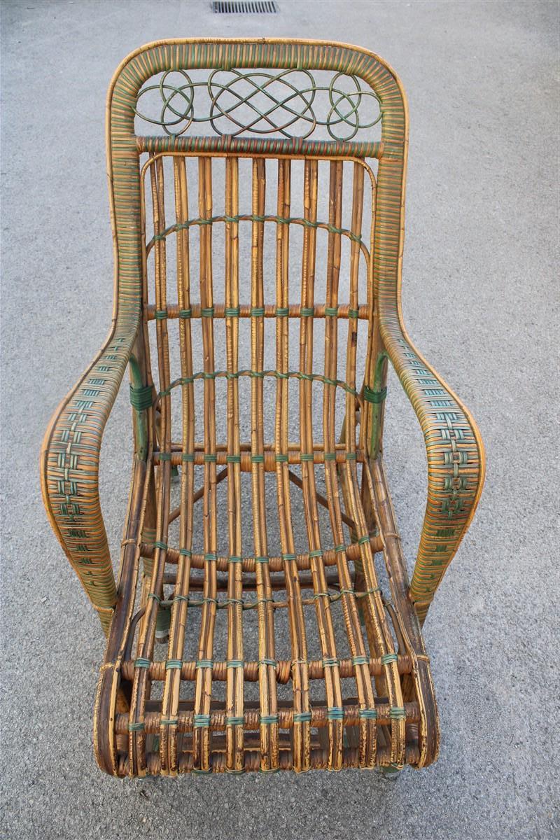 Poltrona in Bambù Italiana 1920 verde e marrone Art Nouveau For Sale 1