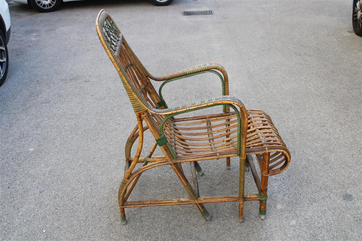 Poltrona in Bambù Italiana 1920 verde e marrone Art Nouveau For Sale 2