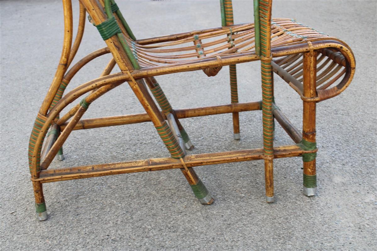 Poltrona in Bambù Italiana 1920 verde e marrone Art Nouveau For Sale 3
