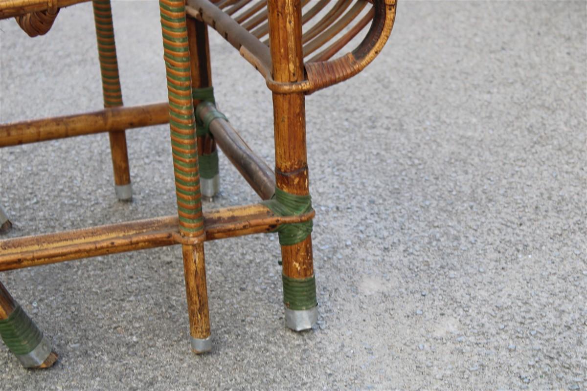 Poltrona in Bambù Italiana 1920 verde e marrone Art Nouveau For Sale 4