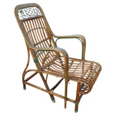 Poltrona in Bambù Italiana 1920 verde e marrone Art Nouveau