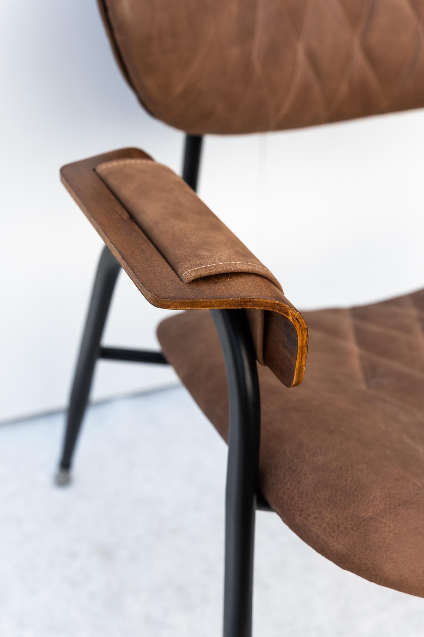 Sessel aus Metall und Leder von Gastone Rinaldi für Rima, 1950er Jahre (Italian) im Angebot