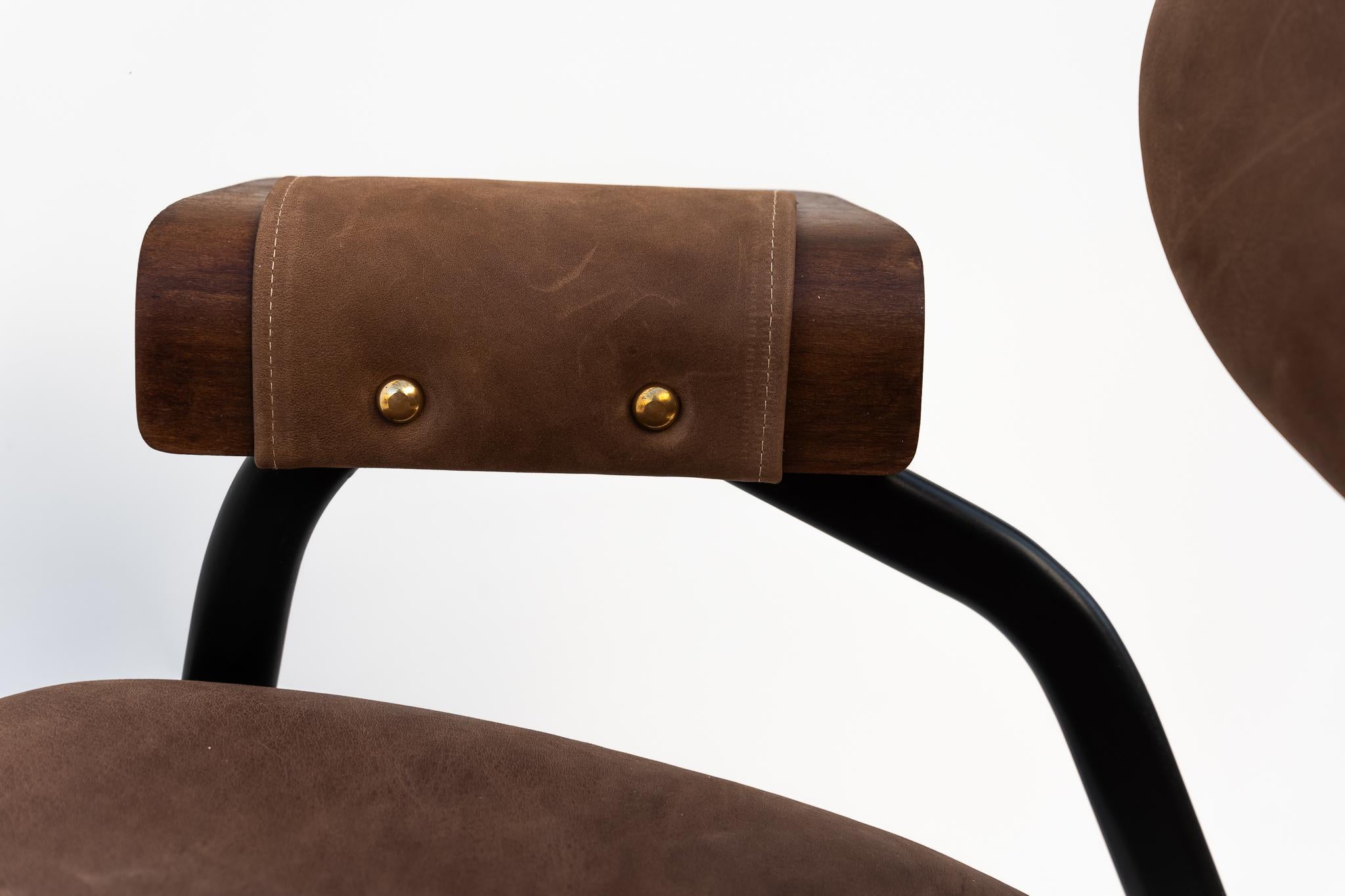 Sessel aus Metall und Leder von Gastone Rinaldi für Rima, 1950er Jahre im Angebot 1