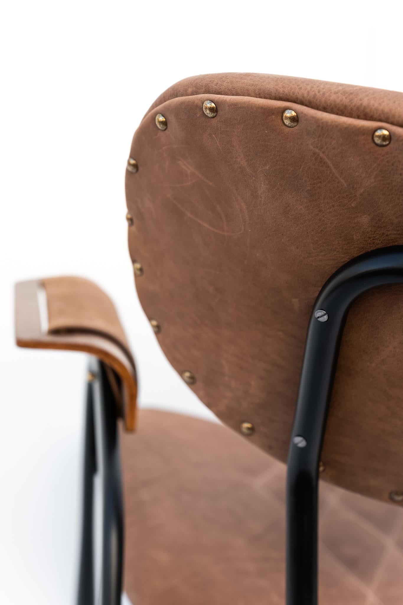 Sessel aus Metall und Leder von Gastone Rinaldi für Rima, 1950er Jahre im Angebot 2