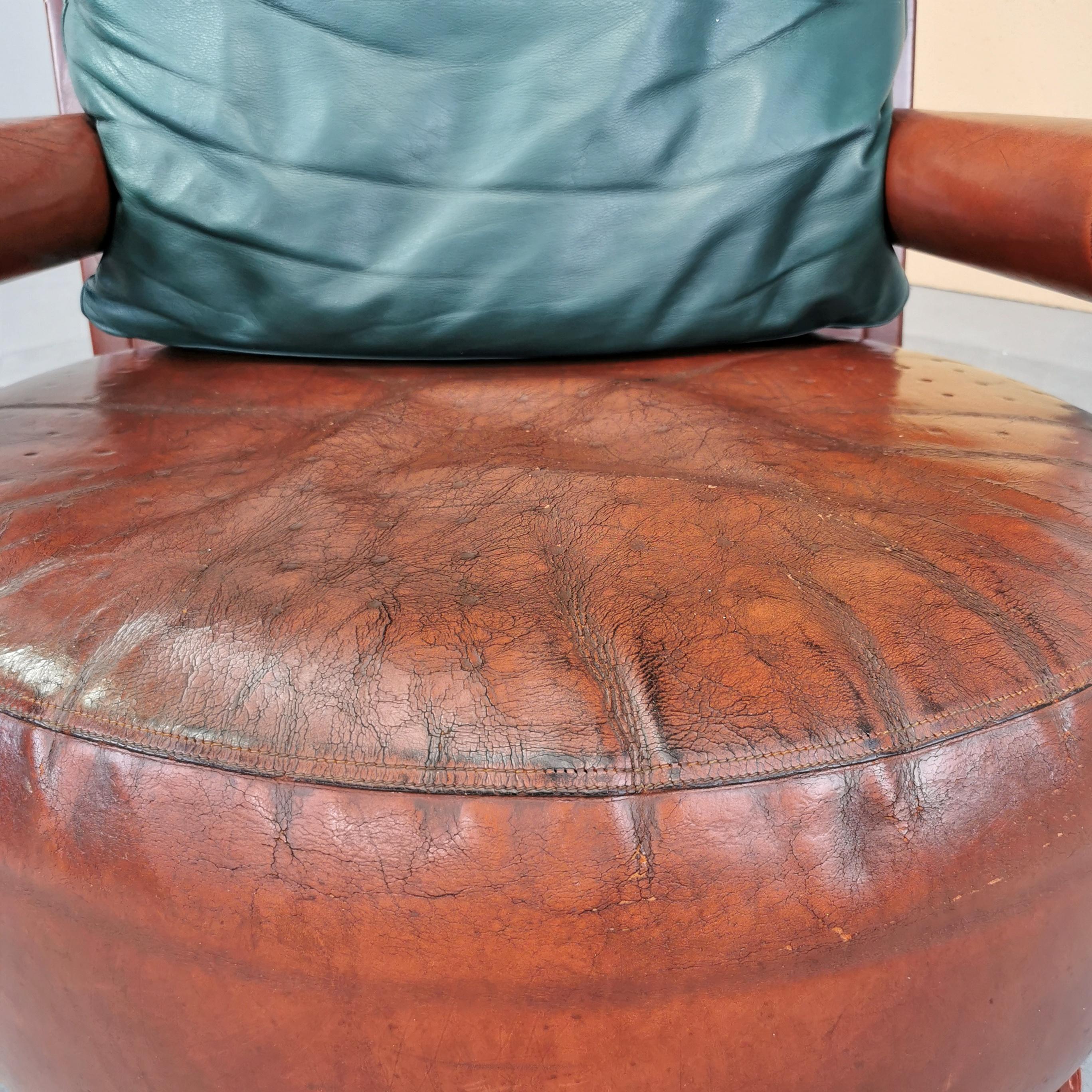 Baisity leather armchair designer A. Citterio for B&B Italia 1980's For Sale 5