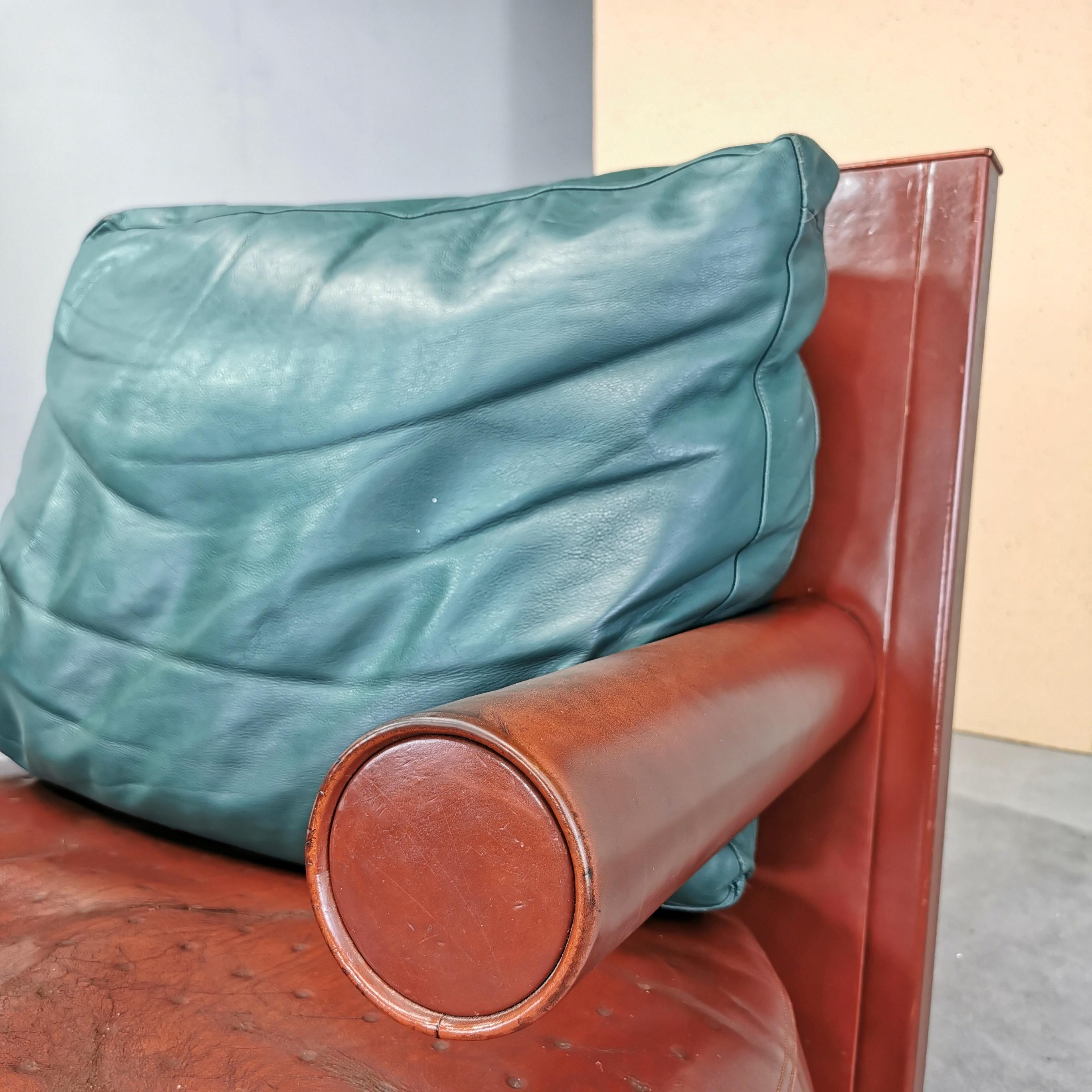Baisity leather armchair designer A. Citterio for B&B Italia 1980's For Sale 7