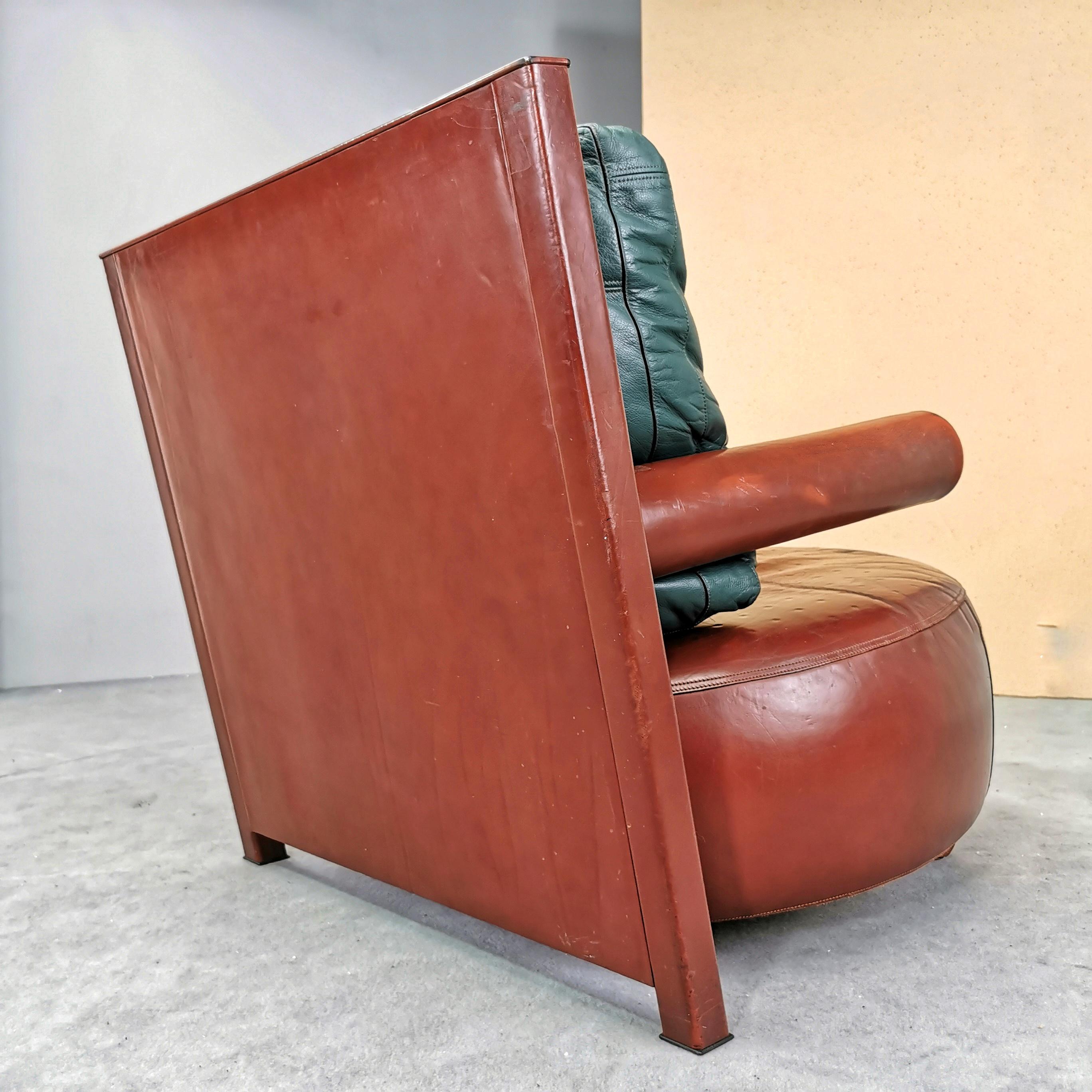 Other Baisity leather armchair designer A. Citterio for B&B Italia 1980's For Sale