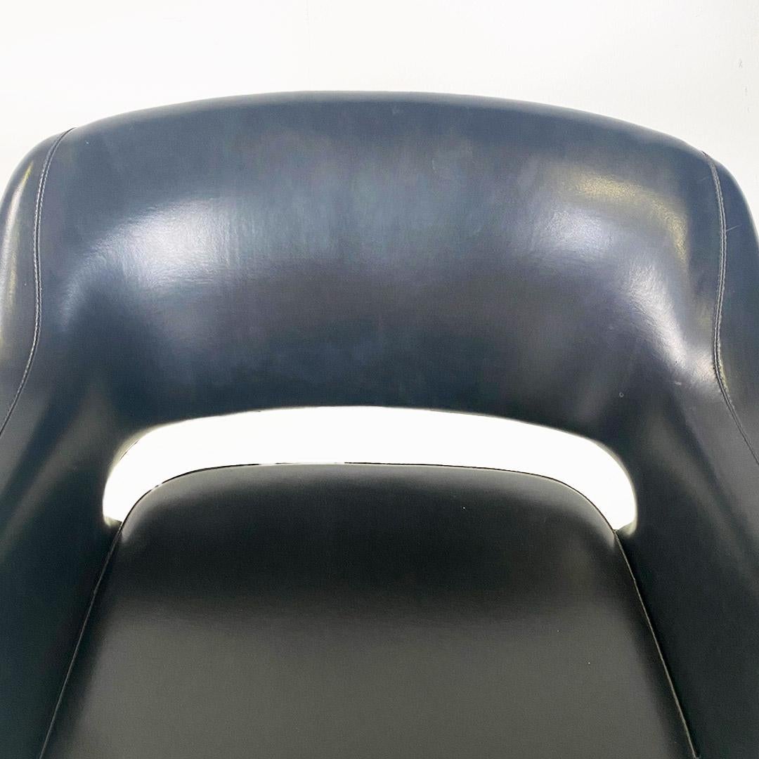 Italian faux leather and chrome-plated steel armchair, produced by Cassina ca. 1960. For Sale 4