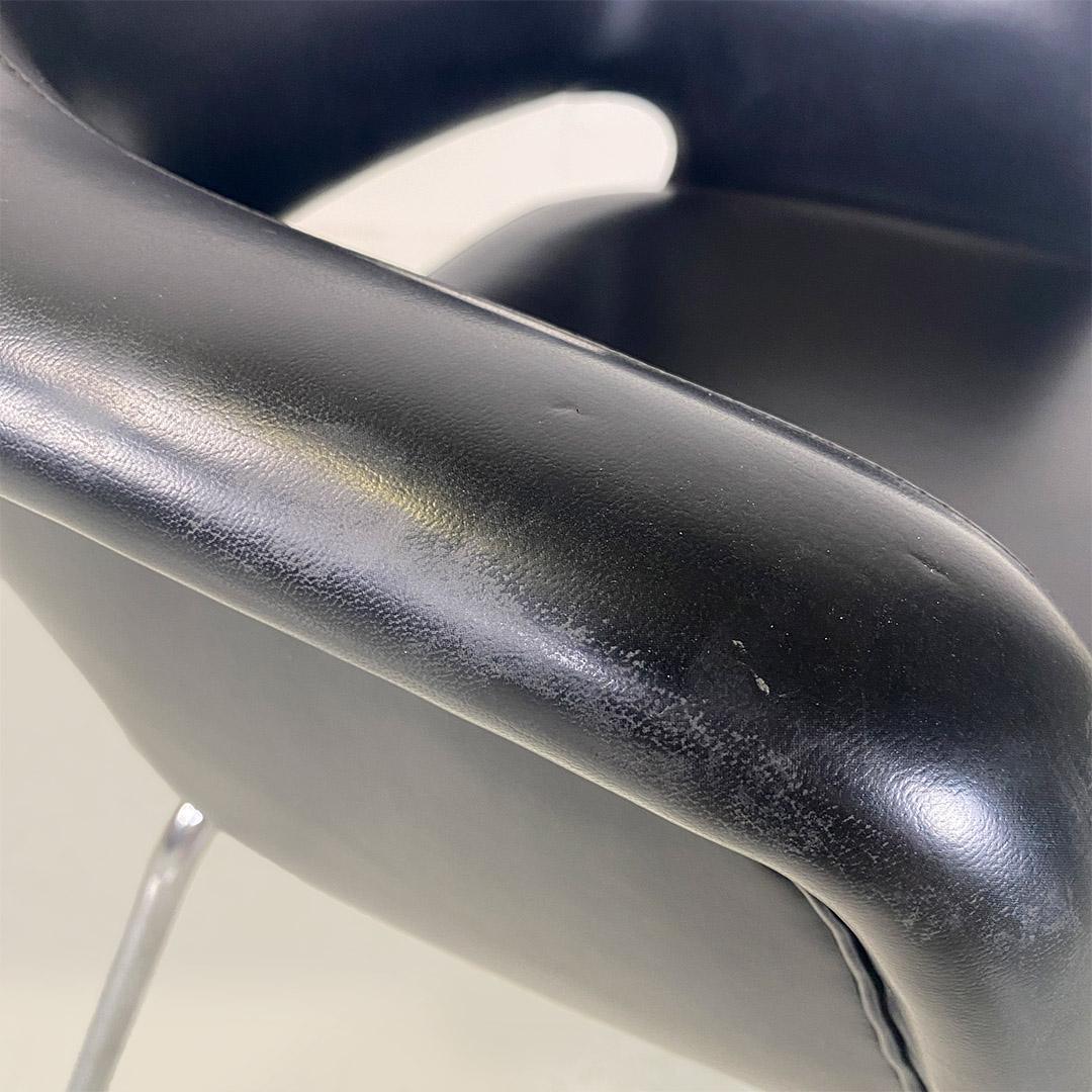 Italian faux leather and chrome-plated steel armchair, produced by Cassina ca. 1960. For Sale 5