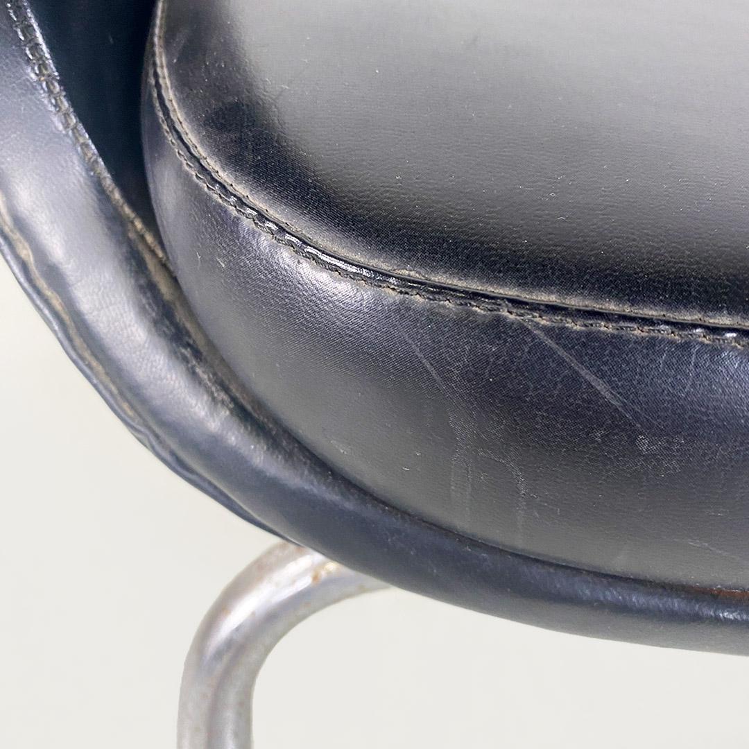 Italian faux leather and chrome-plated steel armchair, produced by Cassina ca. 1960. For Sale 6