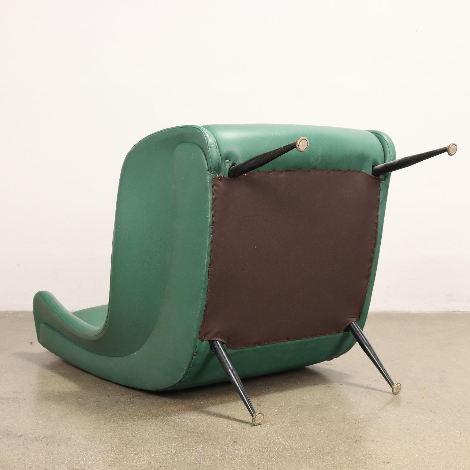 Green leatherette armchair 1950s-60s For Sale 3