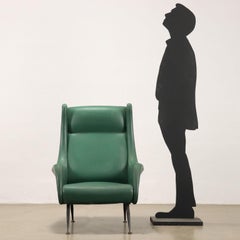Grüner Kunstledersessel 50s-60er Jahre