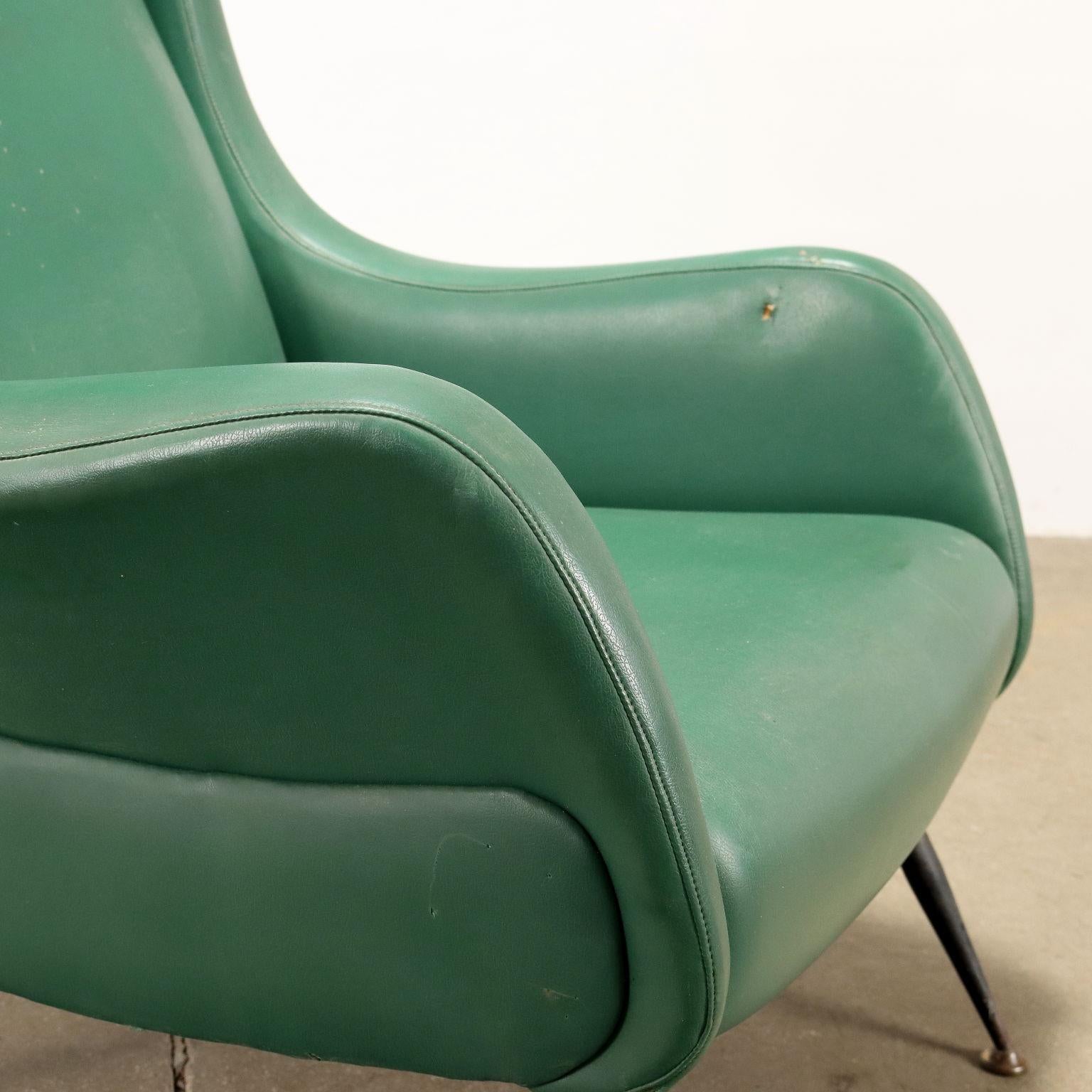 Italian Green leatherette armchair 1950s-60s For Sale