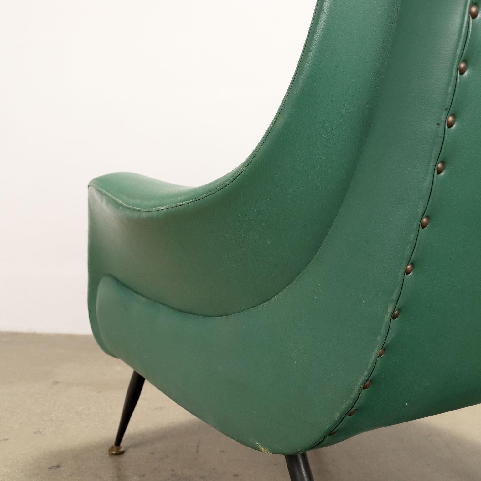 Mid-20th Century Green leatherette armchair 1950s-60s For Sale