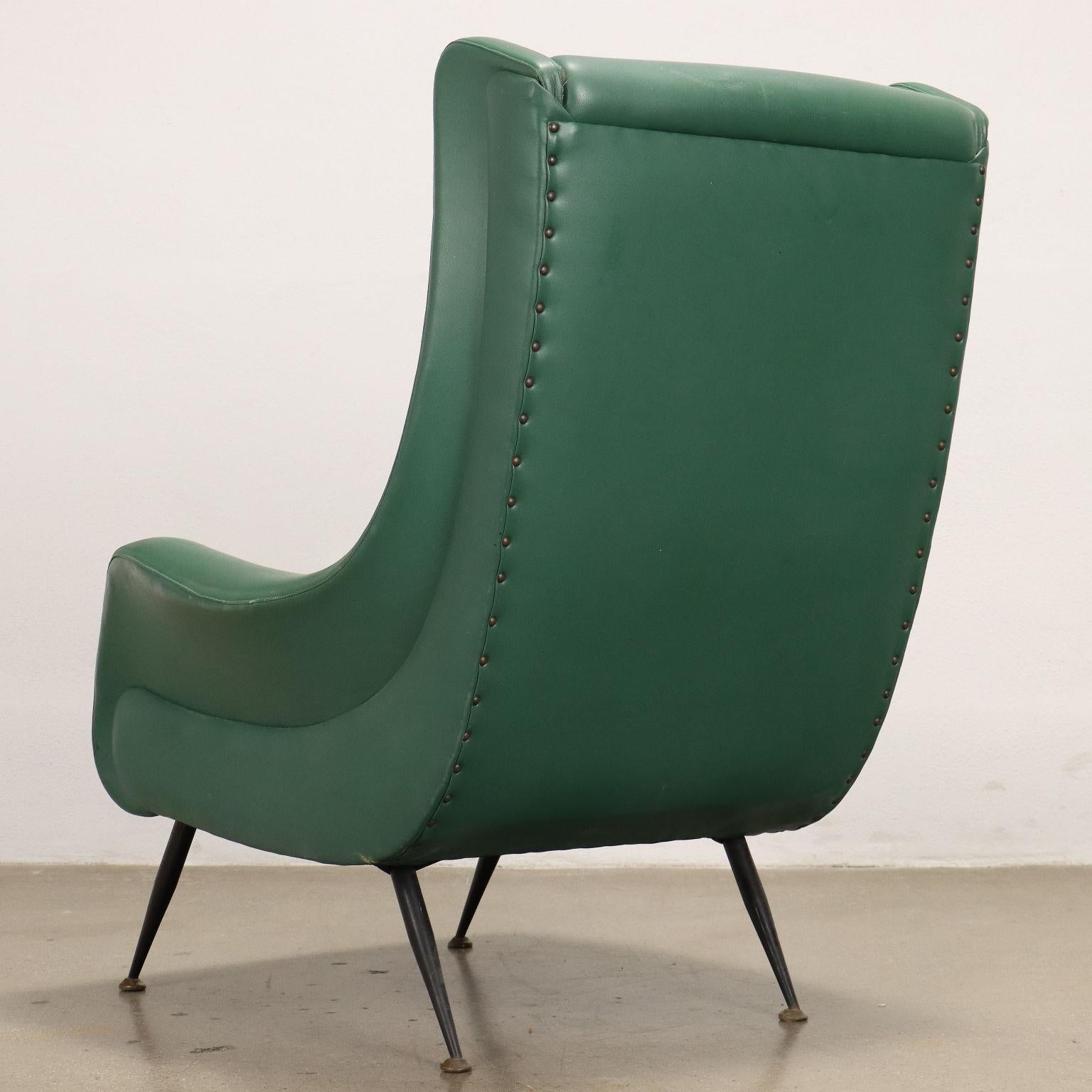 Green leatherette armchair 1950s-60s For Sale 2