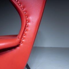 Fauteuil en simili-cuir rouge, style mid-century des années 1970