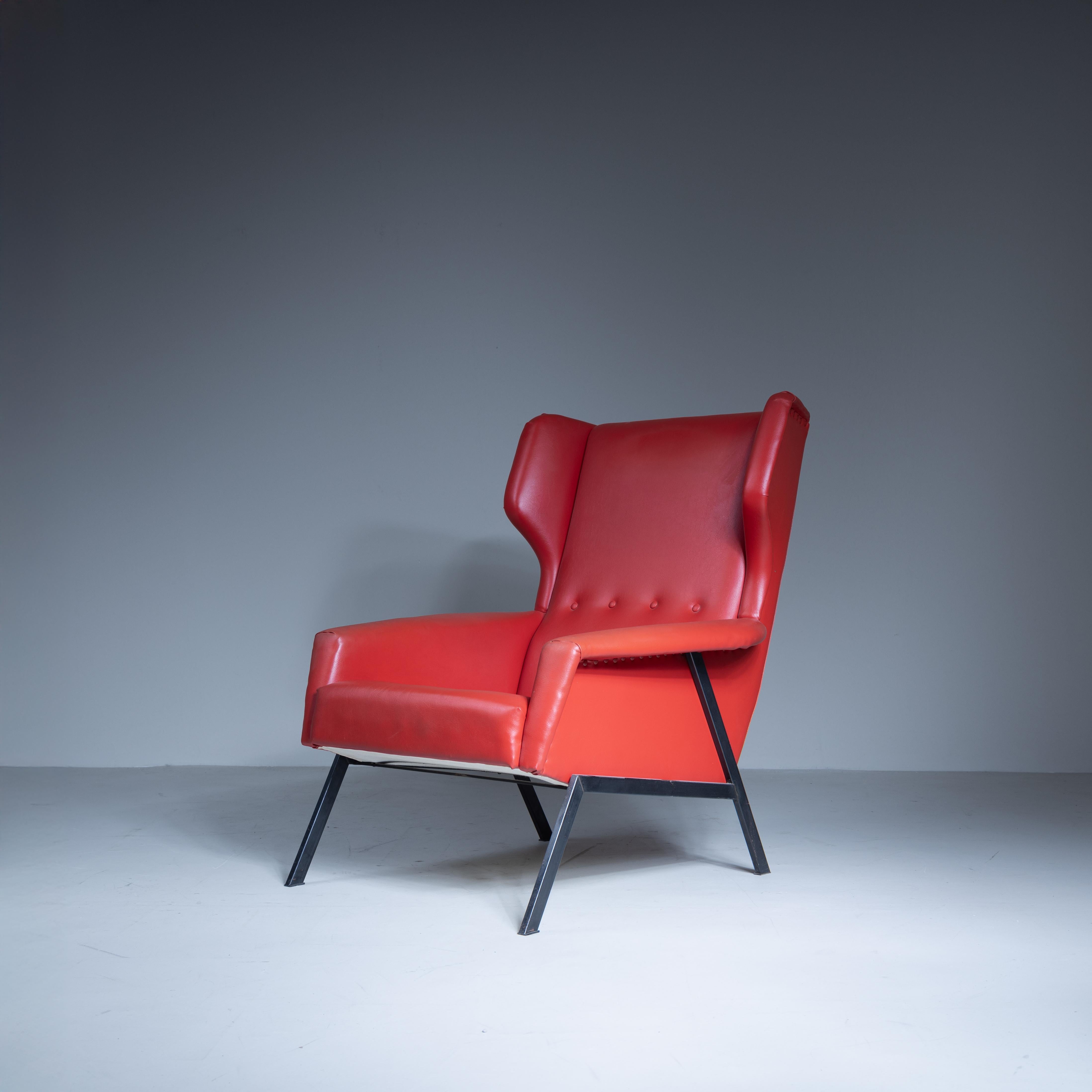Sillón skai rojo, 1970 Italian en venta