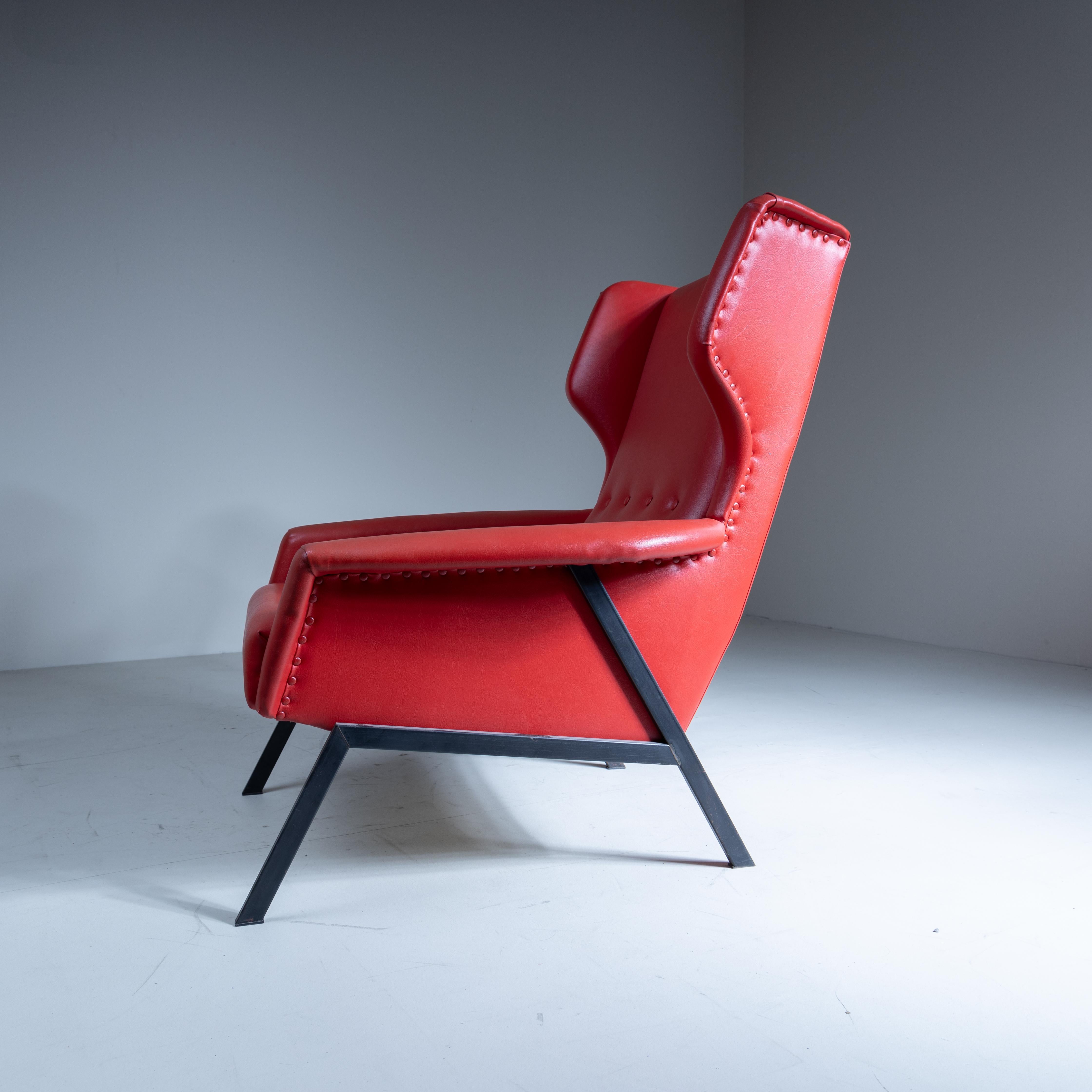 Sillón skai rojo, 1970 Sintético en venta