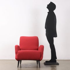 Fauteuil en tissu rouge des années 1950