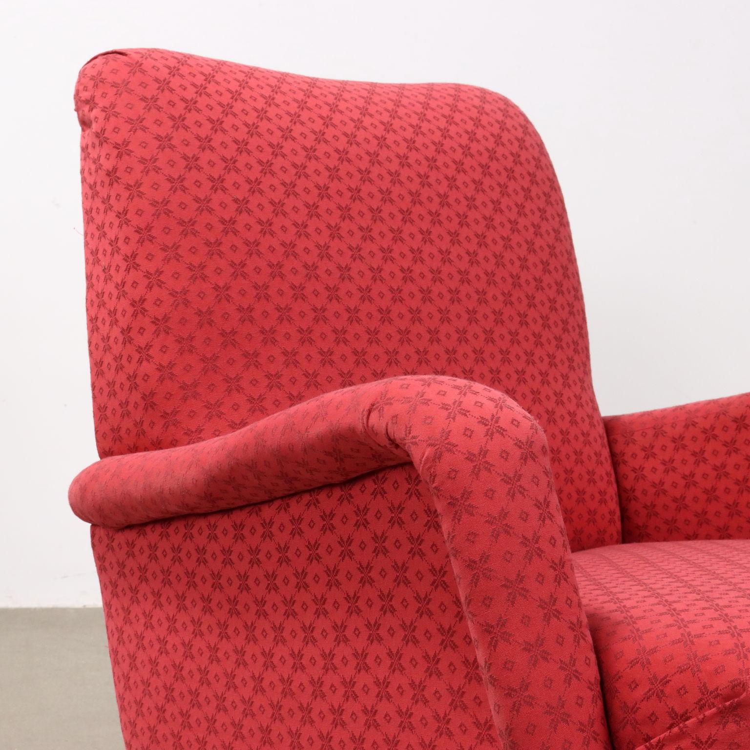 Sillón de tela rojo años 50 Moderno de mediados de siglo en venta