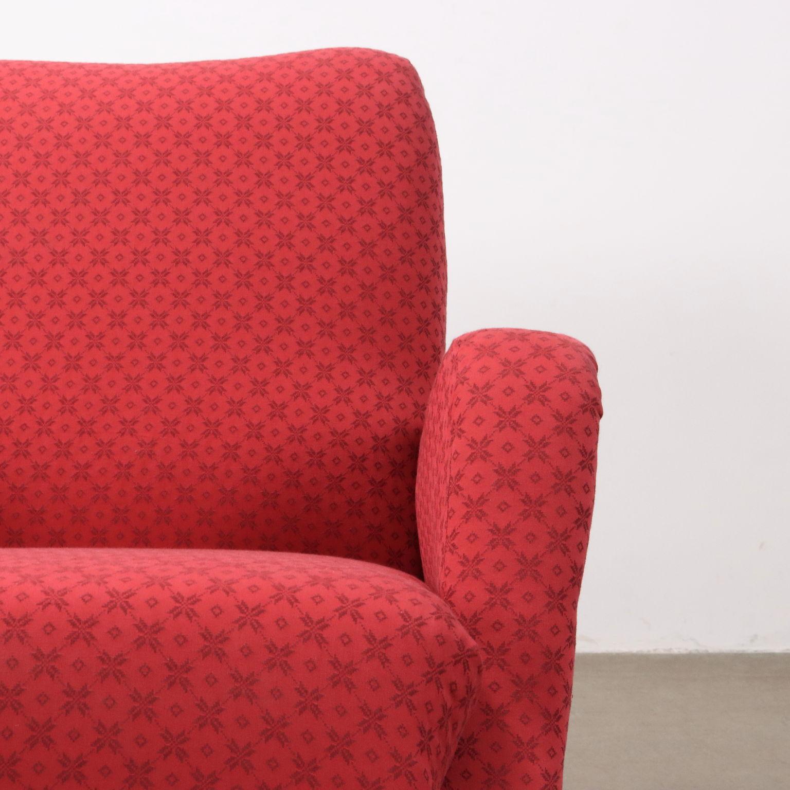 Sillón de tela rojo años 50 Italian en venta